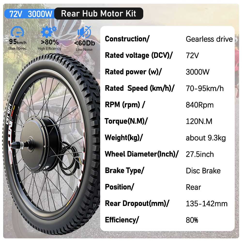 Kit de Conversión para Bicicle - 72V 5000W Hub Motor Kit reseña y precio